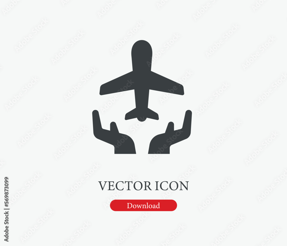 Poster plane vector icon. editable stroke. symbol in line art style for design, presentation, website or mo