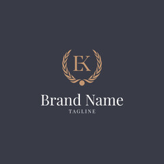 Letter EK wheat Logo Luxury Old Navy Gold