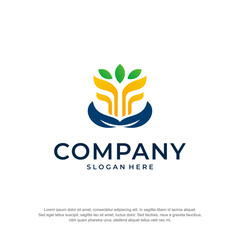 university logo green and hand premium vector