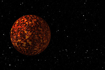 Lava planet in space