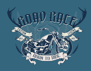 Obraz premium vector cafe racer skull rider illustrtaion print