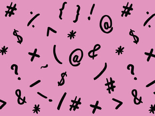pattern with the image of keyboard symbols. Punctuation marks. Template for applying to the...