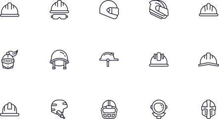 Collection of modern helmet outline icons. Set of modern illustrations for mobile apps, web sites, flyers, banners etc isolated on white background. Premium quality signs.