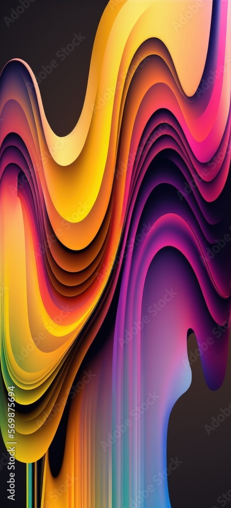 Poster dynamic liquid wave, thin sheet spectrum gradient effect, and abstract shape. generative ai
