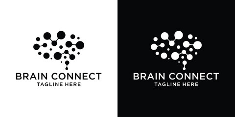 logo design brain and connection technology modern template icon vector illustration