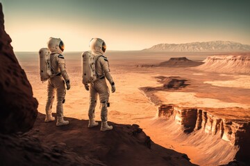 astronauts at the surface of mars made with generative ai