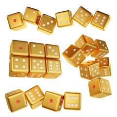 set of red gold golden game png 3d illustration