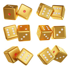 set of red gold golden game png 3d illustration