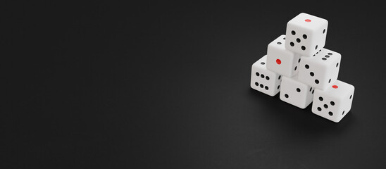 white dice on black background wallpaper 3d illustration