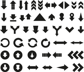 Arrow set. Collection of arrow icons. Set different arrows or web design. Flat style arrows isolated on white background - vector.
