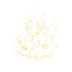Texture golden crumbs,isolated. Gold dust scattering. Background plume golden. Sand particles grain. Vector.