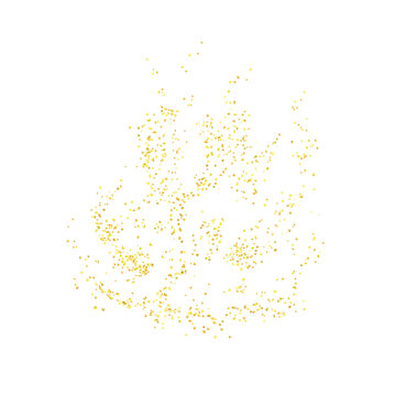 Texture golden crumbs,isolated. Gold dust scattering. Background plume golden. Sand particles grain. Vector.
