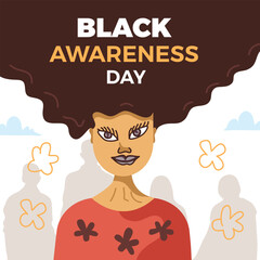 Black awareness day, woman flat vector illustrations.