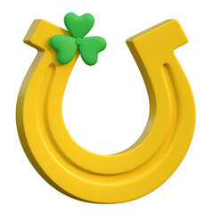 golden horseshoe icon 3d Saint Patrick's Day holiday illustration