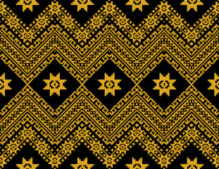 Seamless pattern in the Indonesian batik style combines a black and brown background
