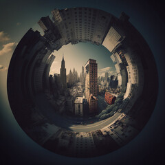 Fototapeta na wymiar City Skyline Circular Illustration