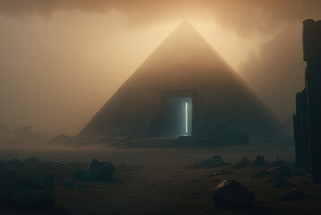 Egyptian pyramid fantasy of the future. Generative AI.