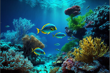 Fototapeta na wymiar tropical underwater landscape. Generative Ai