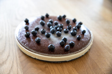 chocolate cake with blueberries
