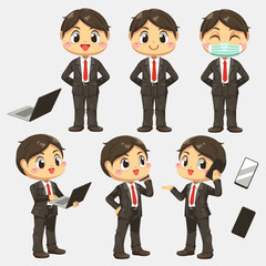Businessman in cartoon character flat vector on white background