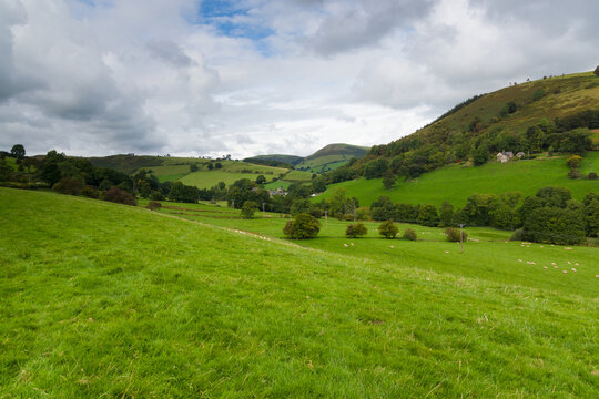 Scenic landscape in the Tanat Valley near to Llansilin in Powys North Wales