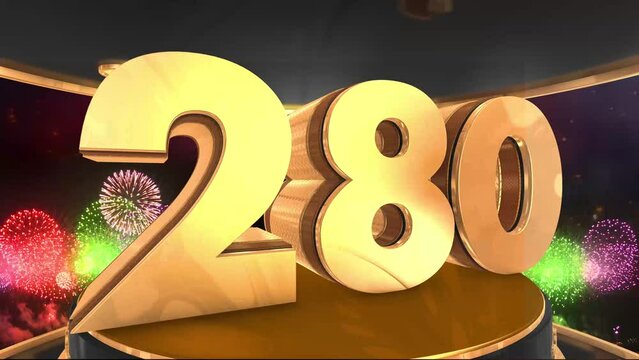 280th anniversary animation in gold with fireworks background, 
Animated 280 years anniversary Wishes in 4K 

