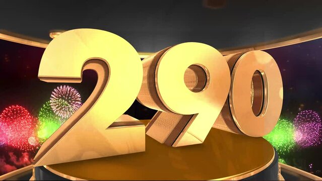 290th anniversary animation in gold with fireworks background, 
Animated 290 years anniversary Wishes in 4K