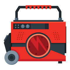 Portable electric power generator icon. Gasoline generator, emergency equipment. Energy generating backup equipment and electricity voltage source alternator machine. Cartoon vector illustration