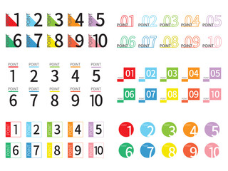 ポイントを示した1から10の数字-color1_colorful1