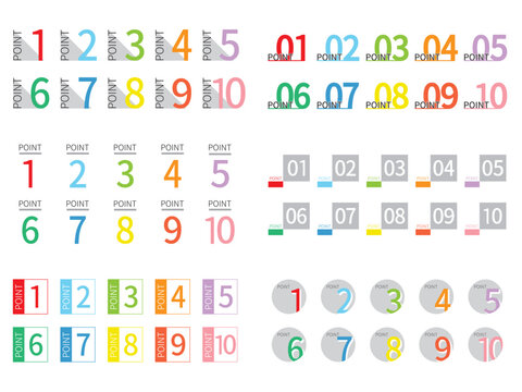 ポイントを示した1から10の数字-color2_colorful2