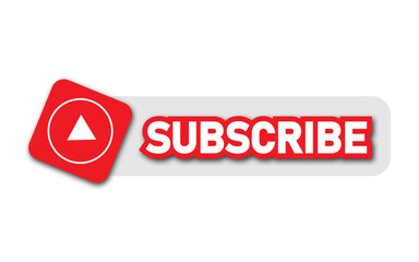 Vector subscribe button icon with play on white background