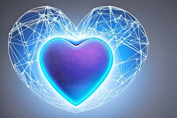 Futuristic digital 3D heart concept AI Generated 