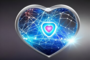 Futuristic technology electro heart 3d shape concept AI Generated