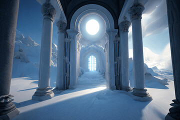 Fototapeta premium 超リアルな雪の世界や雪国系イラスト背景イラスト(AI generated image)