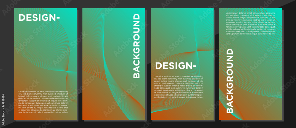 Poster set of abstract green gradient stripes vector background element