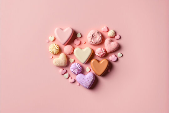valentines day concept photo pink heart shape pastel. Generative Ai
