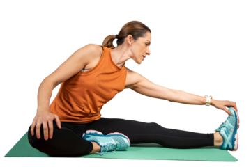 Stretching After Training. Isolated, Transparent Background