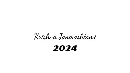 Krishna Janmashtami wish typography with transparent background