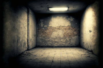 Old  empty  grunge  basement  room  with  copy  space. Generative Ai - obrazy, fototapety, plakaty