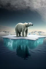 Foto op Canvas polar  bear  standing  on  a  piece  of  ice  floating. Generative Ai © Bright Studio
