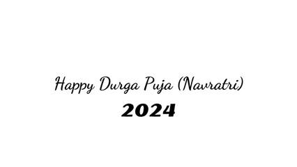 Happy Durga Puja wish typography with transparent background