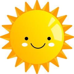 Smiling cartoon sun character on isolated background. Vector illustration.