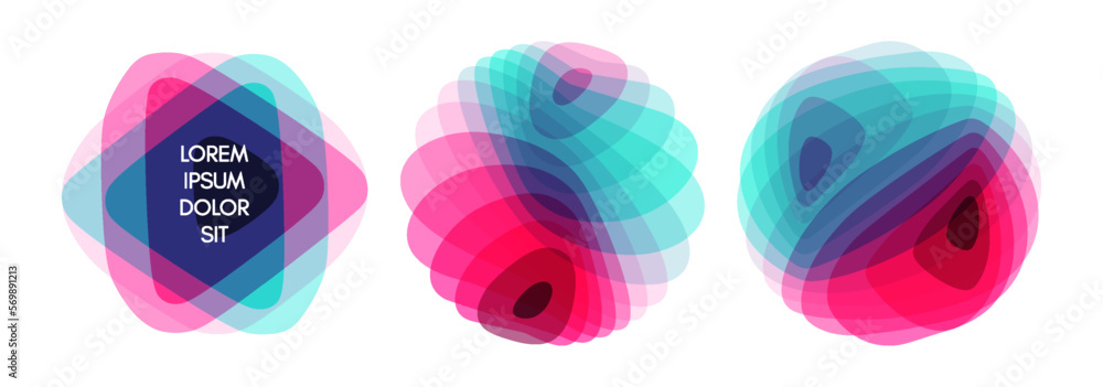 Wall mural set of spheres. abstract geometric design. vector illustration made of various overlapping elements.