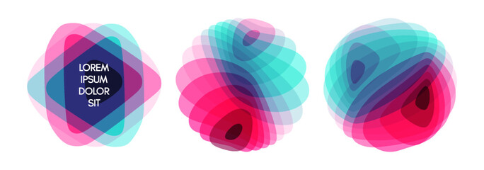 Set of spheres. Abstract geometric design. Vector illustration made of various overlapping elements. Applicable for banners, placards, posters or flyers.