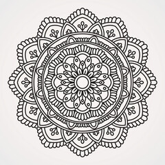 Beautiful circular pattern of mandala flowers. suitable for henna, tattoos, coloring books