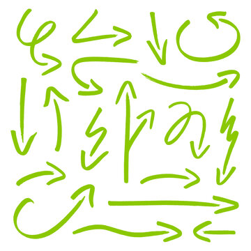 Set Achtzehn Gr&uuml;ne Pfeile Pinselstriche