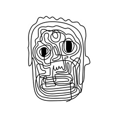 Expressive one line continuous human face abstract drawing