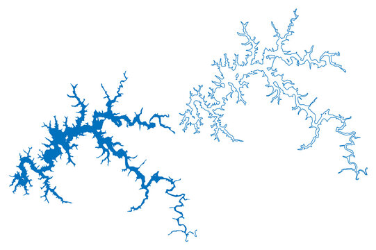 Lake Dale Hollow Reservoir (United States of America, North America, us, usa, Kentucky and Tennessee) map vector illustration, scribble sketch Dale Hollow Dam map