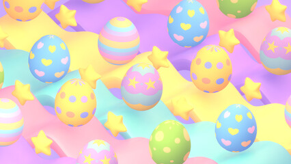 Fototapeta na wymiar 3d rendered colorful Easter eggs.
