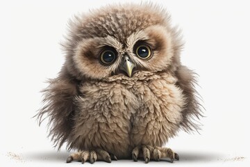 Fototapeta premium Little Owl, Athene noctua, standing in front of a white background